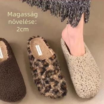 Női otthoni papucs műszőrmével, zárt orrú, slip-on, PU talp, talp vastagsága 0-3 cm, belső műszőrme