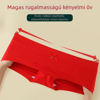 Női piros pamut alsónemű, magas derekú, antibakteriális, belső rész 100% pamut, egyszínű masnival