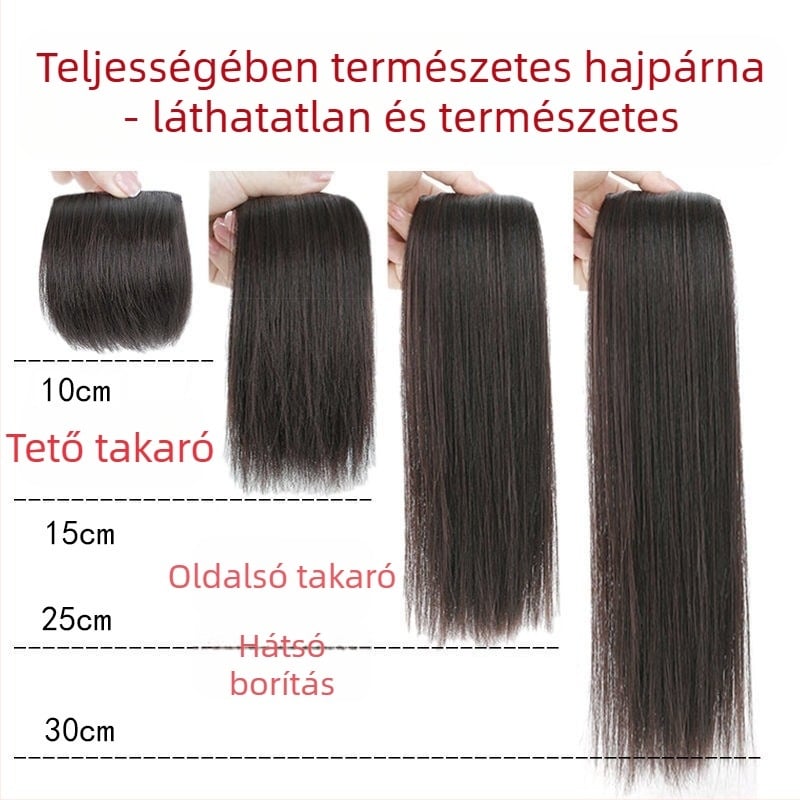 Női paróka valódi emberi hajból, láthatatlan, puha hajdarab, növeli a volument mindkét oldalon; festhető