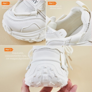 Női chunky sneaker dad shoes – hálós felsőrész, gumitalp, 3–5 cm sarokmagasság, elöl fűzős zárás, kerek orrú