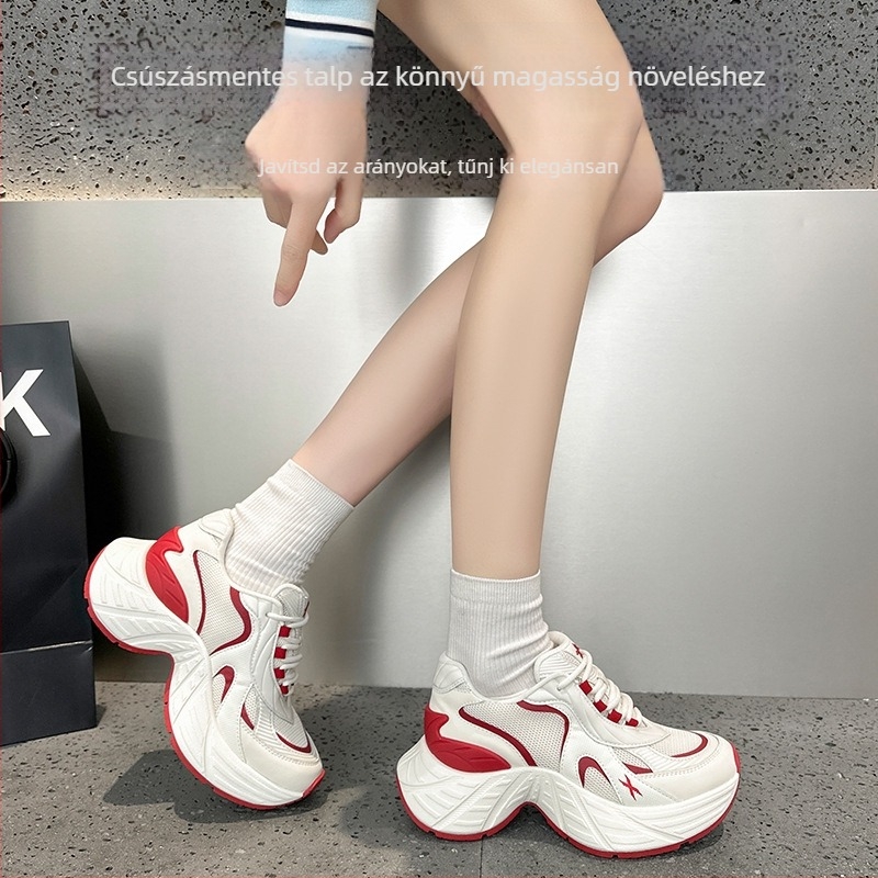 Női chunky sneakers vastag talppal – felsőrész két réteg bőr és textil, blokkminta, sarokmagasság 1–3 cm, PU talpbetét
