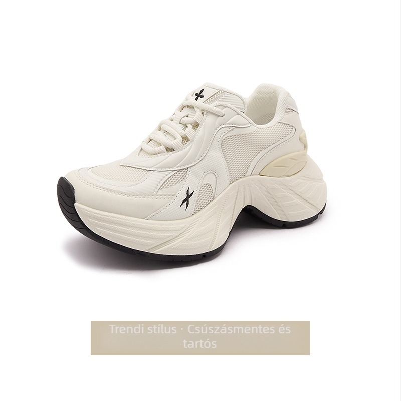 Női chunky sneakers vastag talppal – felsőrész két réteg bőr és textil, blokkminta, sarokmagasság 1–3 cm, PU talpbetét