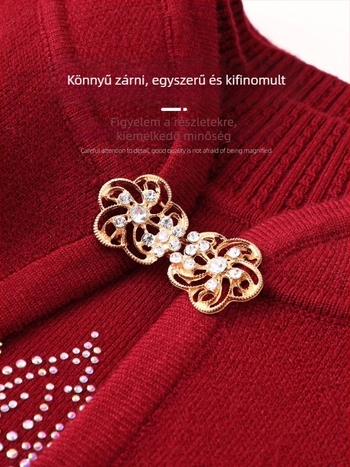 Két részes hímzett kötött készlet, növényi virágmintás, kerek nyakú, hosszú ujjú