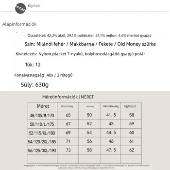12-Gauge őszi-téli vastag kötött pulóver polo gallérral, gyapjúkeverék, anti-pilling, 630g, lazább szabás