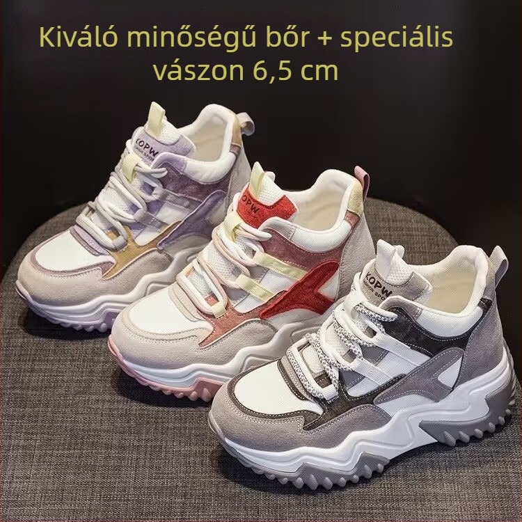 Női chunky sneaker koreai stílusban, platforma 3–5 cm, hálós felsőrész, PU talpbetét