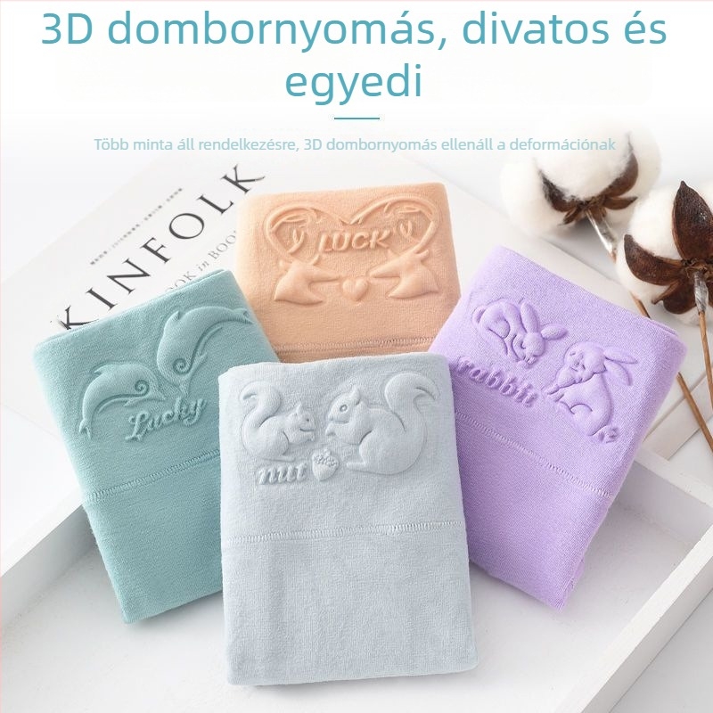 Női antibakteriális alsónemű 95% pamutból, magas derék, haskontroll, csípőemelés, 3D dombor mintázat