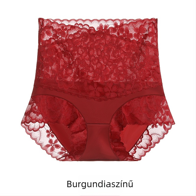 Csipkés magas derekú bugyi, lélegző, hasformáló, Mulberry selyem a szeméremrésznél
