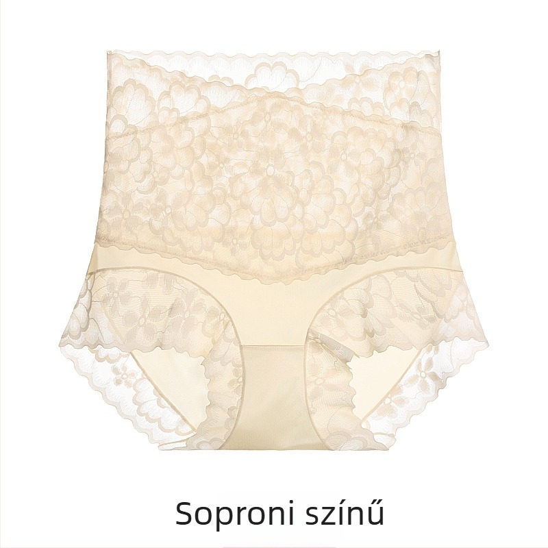 Csipkés magas derekú bugyi, lélegző, hasformáló, Mulberry selyem a szeméremrésznél