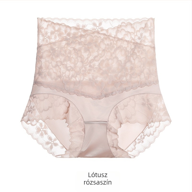 Csipkés magas derekú bugyi, lélegző, hasformáló, Mulberry selyem a szeméremrésznél