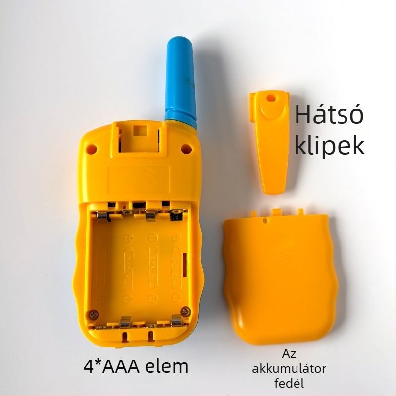 Gyerekeknek szóló walkie-talkie T-388, 400-470MHz, 0,5W, hatótáv 1,5–3km, 4 AA elem, kijelzővel