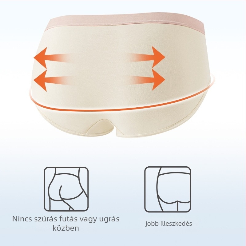 Női lélegző pamut alsónemű, középmagas derék, kötött anyag, 100% pamut az ágyék területén, fő anyag 90–95% pamut