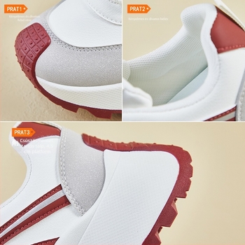 Női dad shoes – tavaszi kényelmes sportcipő PU felsőrésszel, kerek orr, 3–5 cm magasító sarok, gumírozott talp, hálós belső, elöl és hátul fűzőzárás