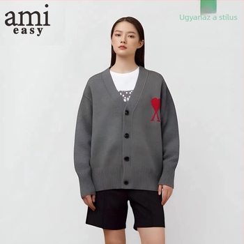 AMI&EASY férfi V-nyakú jacquard kardigán – lazán szabott, viszkóz keverék, téli viselet