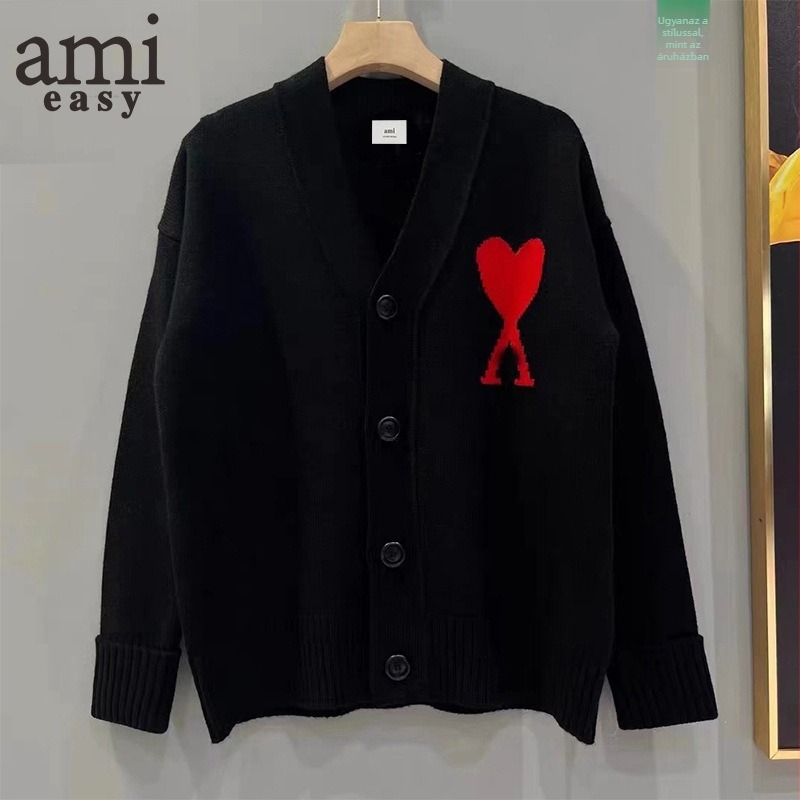 AMI&EASY férfi V-nyakú jacquard kardigán – lazán szabott, viszkóz keverék, téli viselet