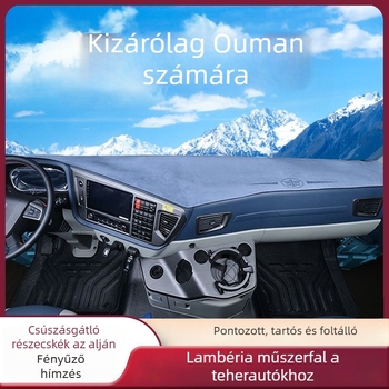 Az Auman GTL verzióhoz illő műszerfal matrac – velúr dekoratív napvédő, egyszínű mintázat, logó nyomtatva, termékkód 8H5576956063Z3