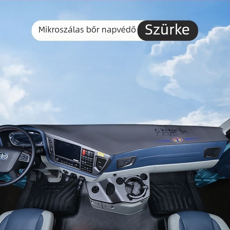 Az Auman GTL verzióhoz illő műszerfal matrac – velúr dekoratív napvédő, egyszínű mintázat, logó nyomtatva, termékkód 8H5576956063Z3