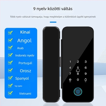 Intelligens üvegajtó zár Tuya alkalmazás vezérléssel, ujjlenyomat és jelszó hitelesítéssel, irodai ajtókhoz – keretessel vagy keret nélkül, egy- vagy kétszárnyú ajtókhoz