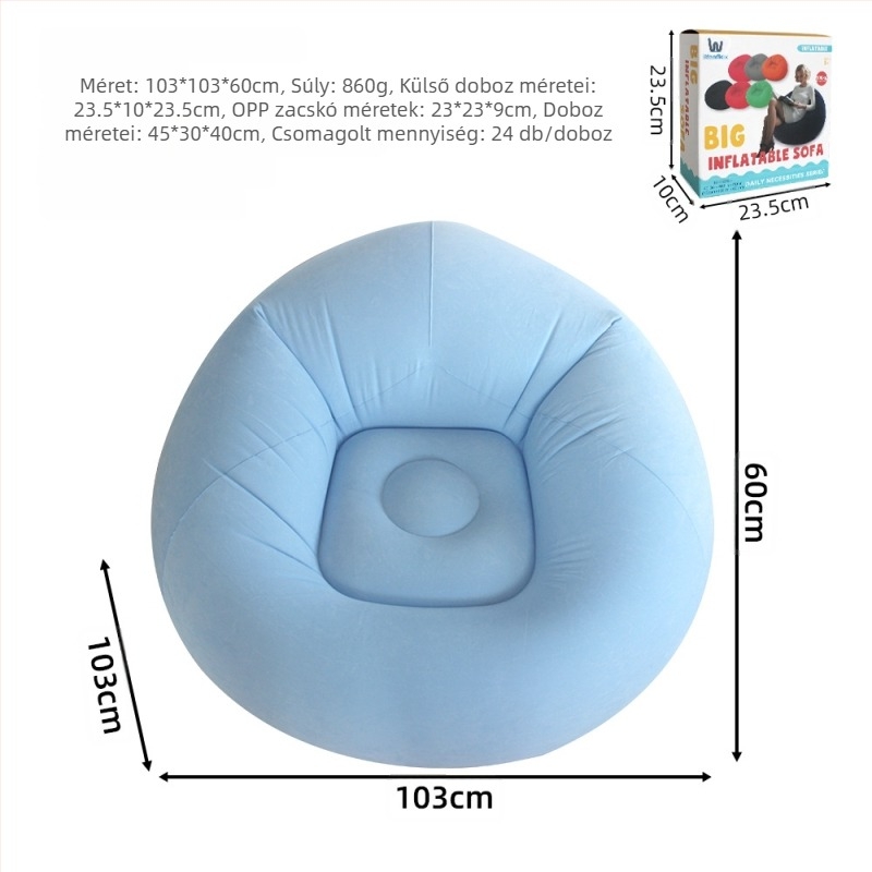 Felfújható kanapé, könnyen hordozható, PVC plüss bevonattal, gyerekeknek, Ktsf modell