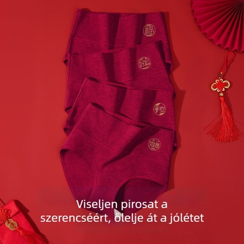 Piros pamut női bugyi magas derekú, hosszított ágyékhossz