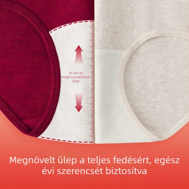 Piros pamut női bugyi magas derekú, hosszított ágyékhossz