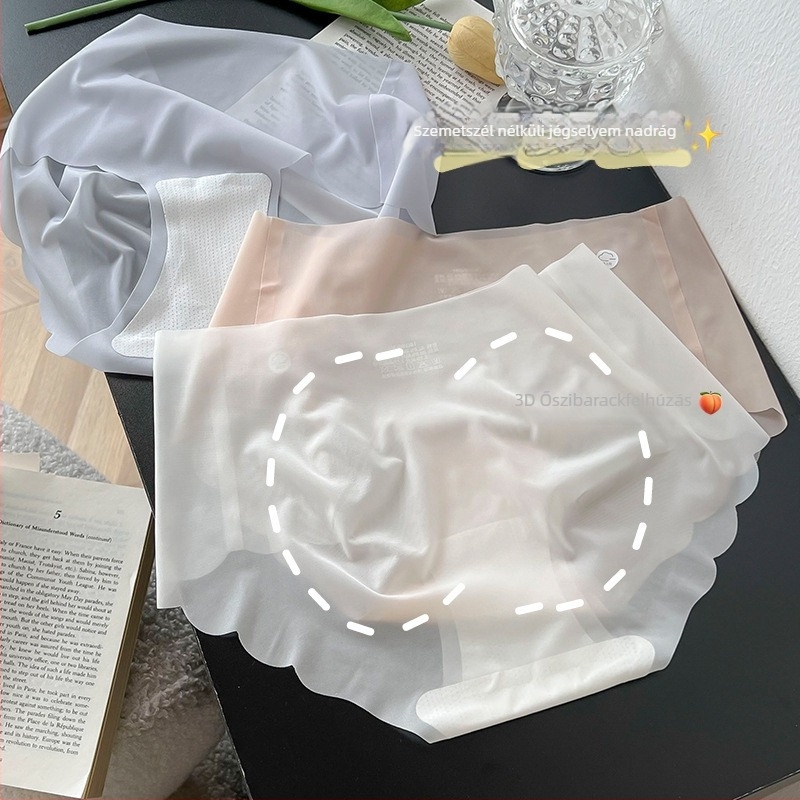 Női Ice Silk alsónemű, pamut bélésű – légáteresztő, gyorsan száradó, 3D popsiforma