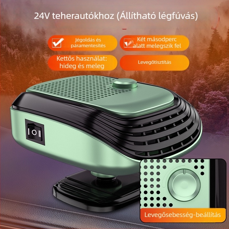 Autó elektromos fűtőberendezés, univerzális modell, 12V/24V, fűtésre és párátlanításra.