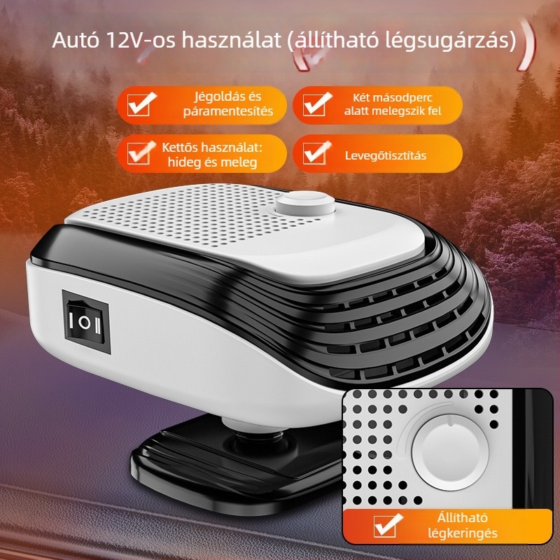 Autó elektromos fűtőberendezés, univerzális modell, 12V/24V, fűtésre és párátlanításra.