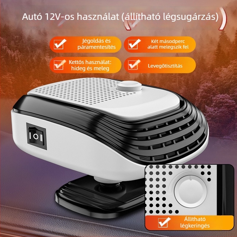 Autó elektromos fűtőberendezés, univerzális modell, 12V/24V, fűtésre és párátlanításra.