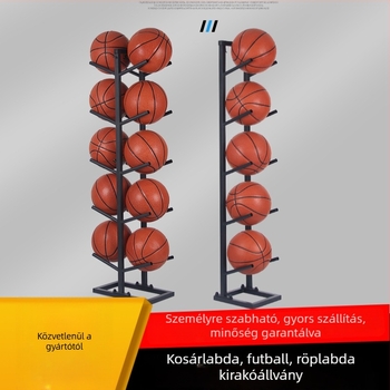 Labdák számára tároló és kiállító állvány kosárlabda, foci és röplabda számára — acél konstrukció, 6 kg, Conant márka, licencelt magáncímke.