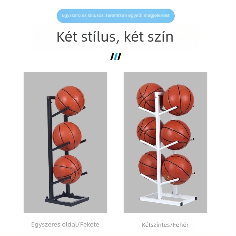 Labdák számára tároló és kiállító állvány kosárlabda, foci és röplabda számára — acél konstrukció, 6 kg, Conant márka, licencelt magáncímke.