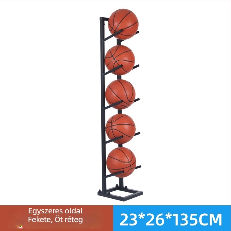 Labdák számára tároló és kiállító állvány kosárlabda, foci és röplabda számára — acél konstrukció, 6 kg, Conant márka, licencelt magáncímke.