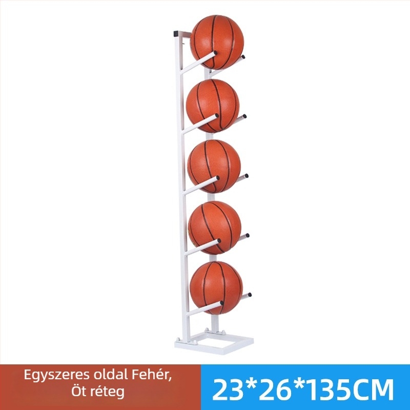 Labdák számára tároló és kiállító állvány kosárlabda, foci és röplabda számára — acél konstrukció, 6 kg, Conant márka, licencelt magáncímke.
