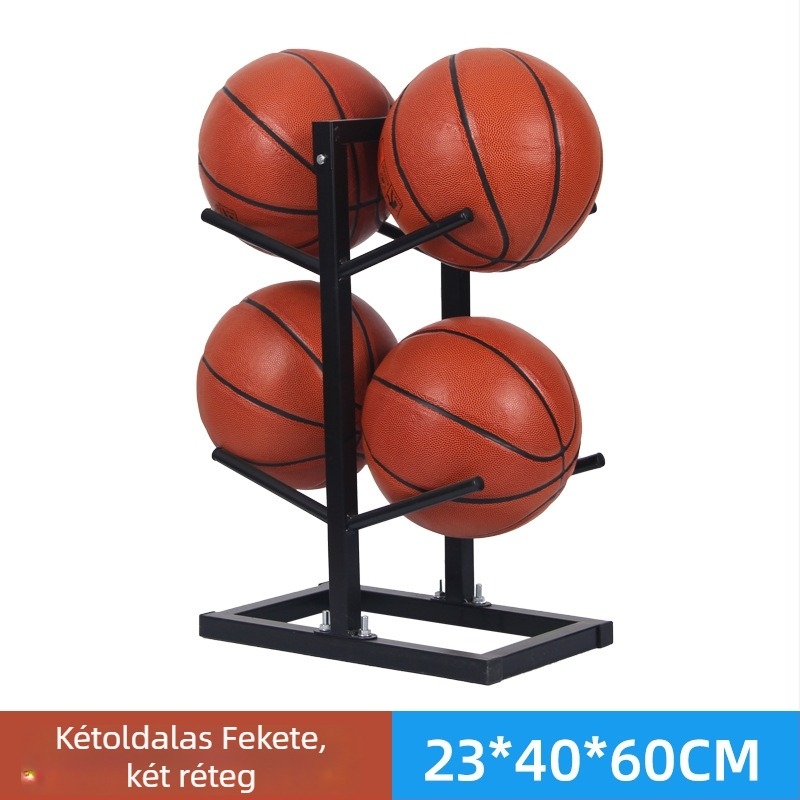 Labdák számára tároló és kiállító állvány kosárlabda, foci és röplabda számára — acél konstrukció, 6 kg, Conant márka, licencelt magáncímke.