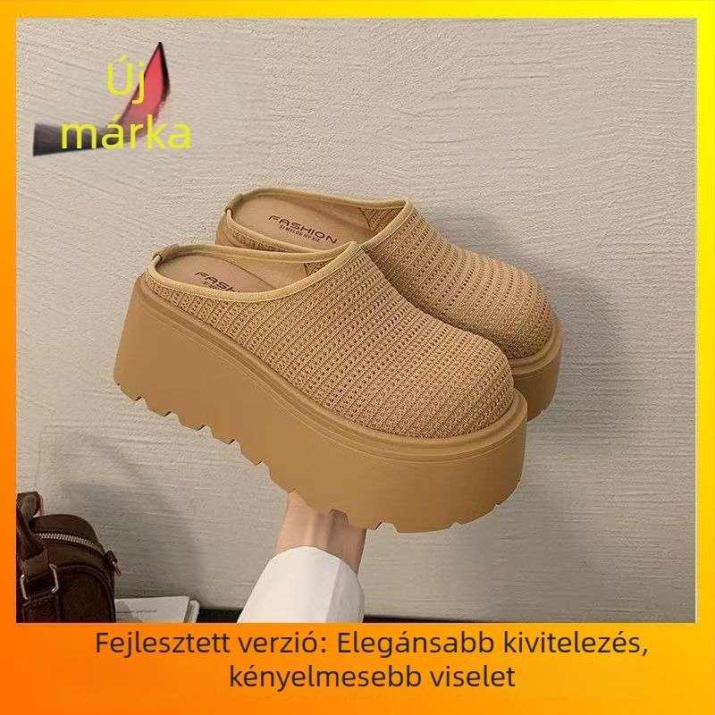 Női nyári szandál hálós felsőrésszel, vastag talppal, kivágott dizájnnal, csúszásmentes, zárt orral