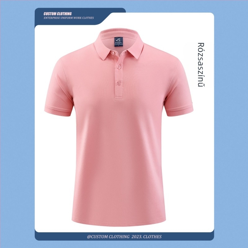 Nyári munkaruha poloing – egyedi logó nyomtatással és hímzéssel; 50% pamut (combed cotton); nedvességelvezető anyag; rövid ujjú; testhezálló szabás; gépi mosás