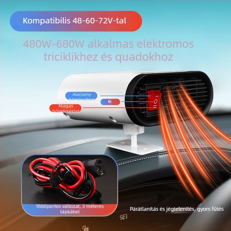 Elektromos jármű fűtőeszköz, defroster és defogger, 480W, kompatibilis a 60V/72V/48V rendszerekkel.