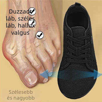 Férfi vászoncipő kerek orral, légáteresztő felsőrész hálós, alacsony profilú talp, elejei fűzőzés