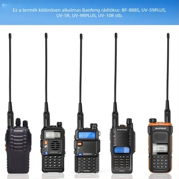 Kézibes rádió antenna SMA női csatlakozóval, kettős sáv 136-174/400-520 MHz, 3-5 km hatótávolság, zajellenállás