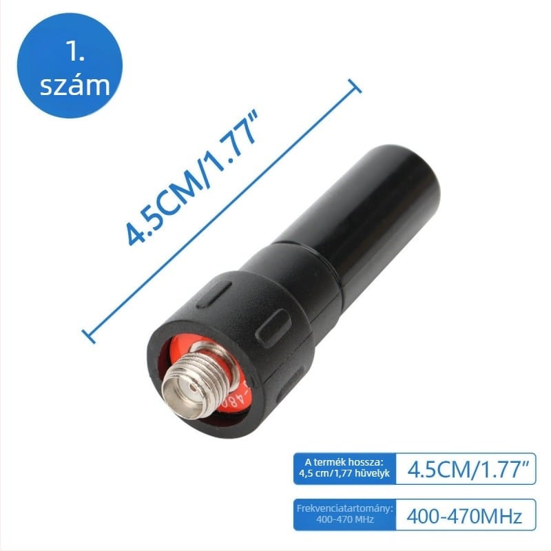 Kézibes rádió antenna SMA női csatlakozóval, kettős sáv 136-174/400-520 MHz, 3-5 km hatótávolság, zajellenállás