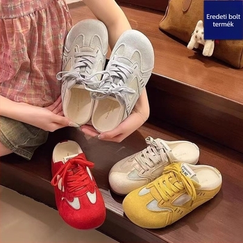 Női egy pántos slip‑on mule, kerek orr, PU felső rész, PVC belső, gumi talp, koreai stílus, nyár 2025
