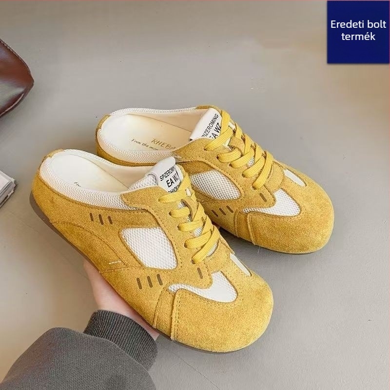 Női egy pántos slip‑on mule, kerek orr, PU felső rész, PVC belső, gumi talp, koreai stílus, nyár 2025