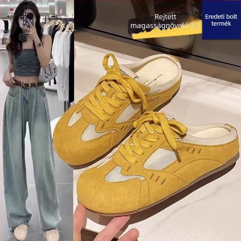 Női egy pántos slip‑on mule, kerek orr, PU felső rész, PVC belső, gumi talp, koreai stílus, nyár 2025