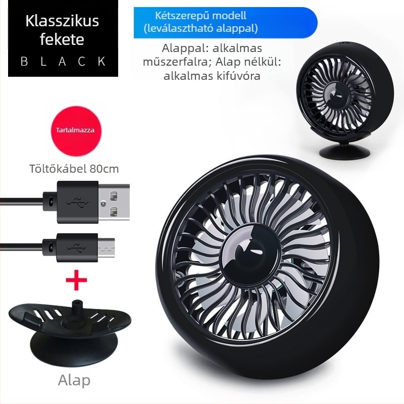 Autóvillamos ventilátor 12V/24V, modell F101, 5W, ABS + nyomtatott áramkör