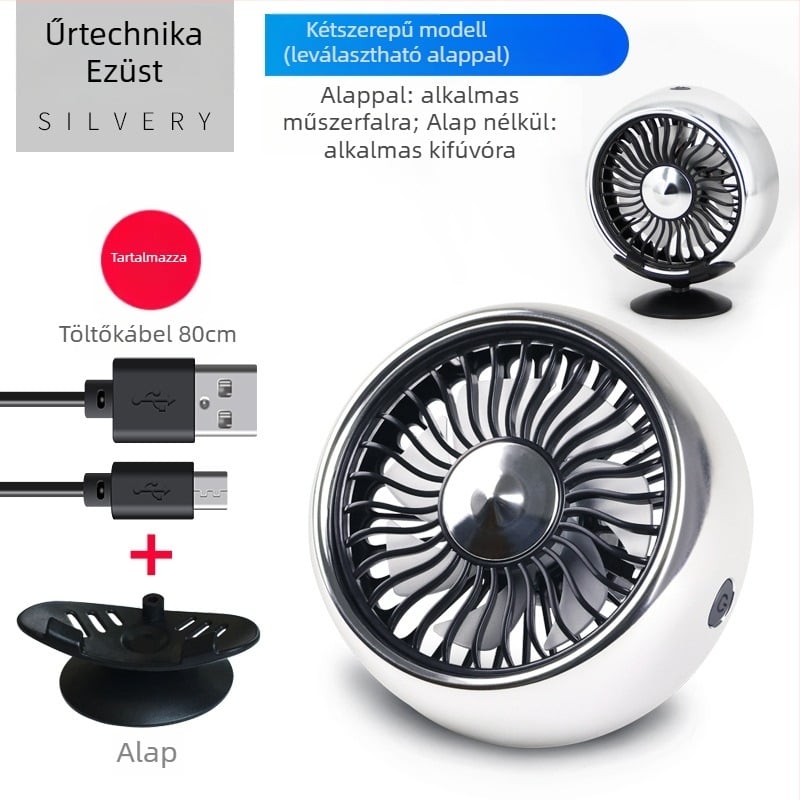 Autóvillamos ventilátor 12V/24V, modell F101, 5W, ABS + nyomtatott áramkör
