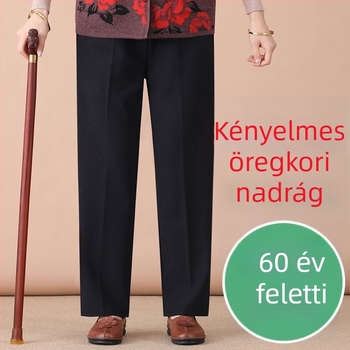 Kényelmes egyenes szabású nadrág, magas derekú, fleece-béléses, vastag meleg anyagú, poliészter