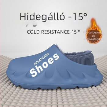 EVA papucs téli vízálló, fleece-béléssel, csúszásmentes, zárt sarok, vastag talp