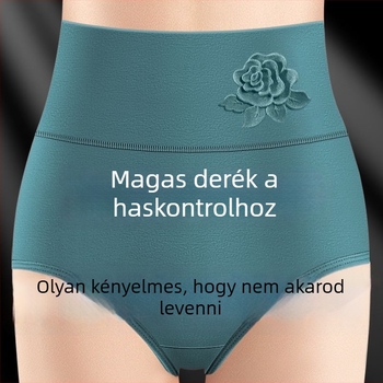 Női magas derekú pamut alsónemű – csípőemelés, antibakteriális, virágos mintás