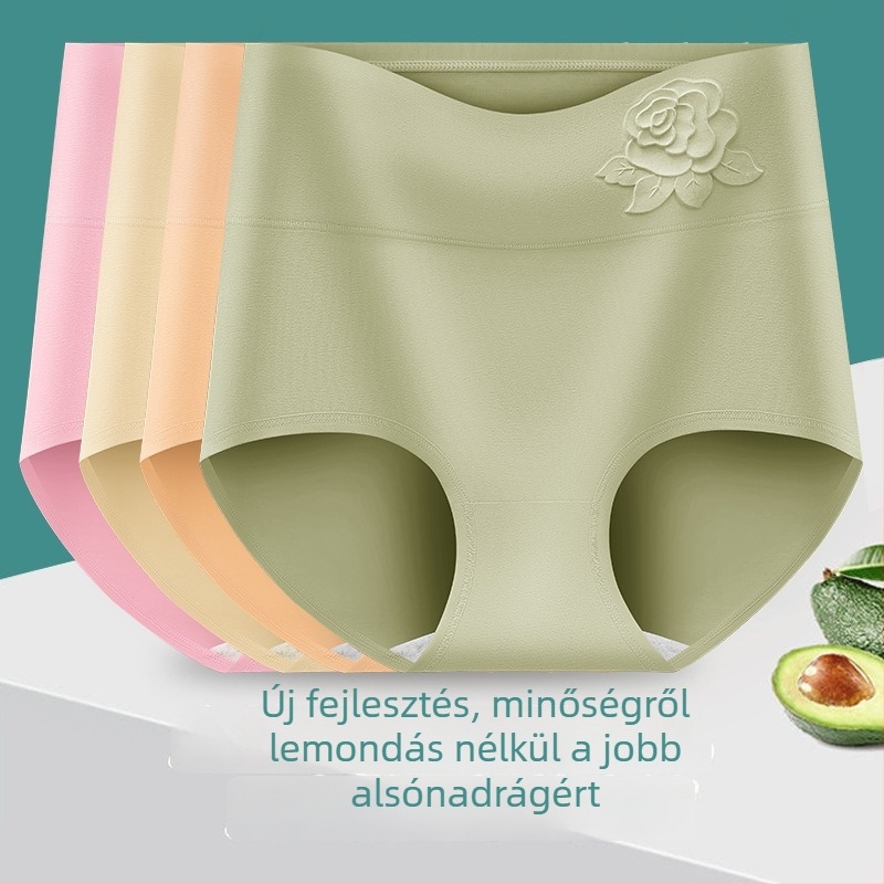 Női magas derekú pamut alsónemű – csípőemelés, antibakteriális, virágos mintás