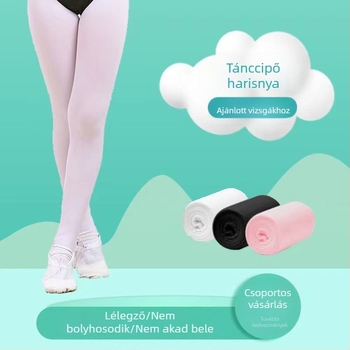 Gyerekeknek szóló tánc harisnya tavasz–ősz, vékony–közepes vastagságú, fehér, gyakorlatra és táncra, 7–12 éveseknek
