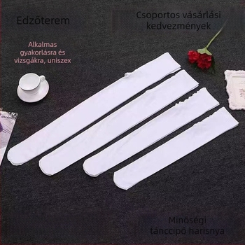 Gyerekeknek szóló tánc harisnya tavasz–ősz, vékony–közepes vastagságú, fehér, gyakorlatra és táncra, 7–12 éveseknek